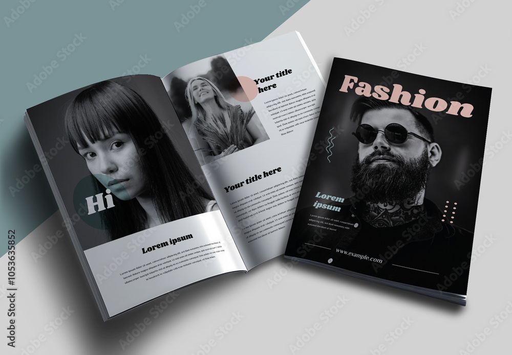 Top View Magazine Mockup With Generative AI Stock Template | Adobe Stock