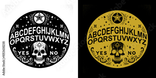 minimalist black gold ouija board