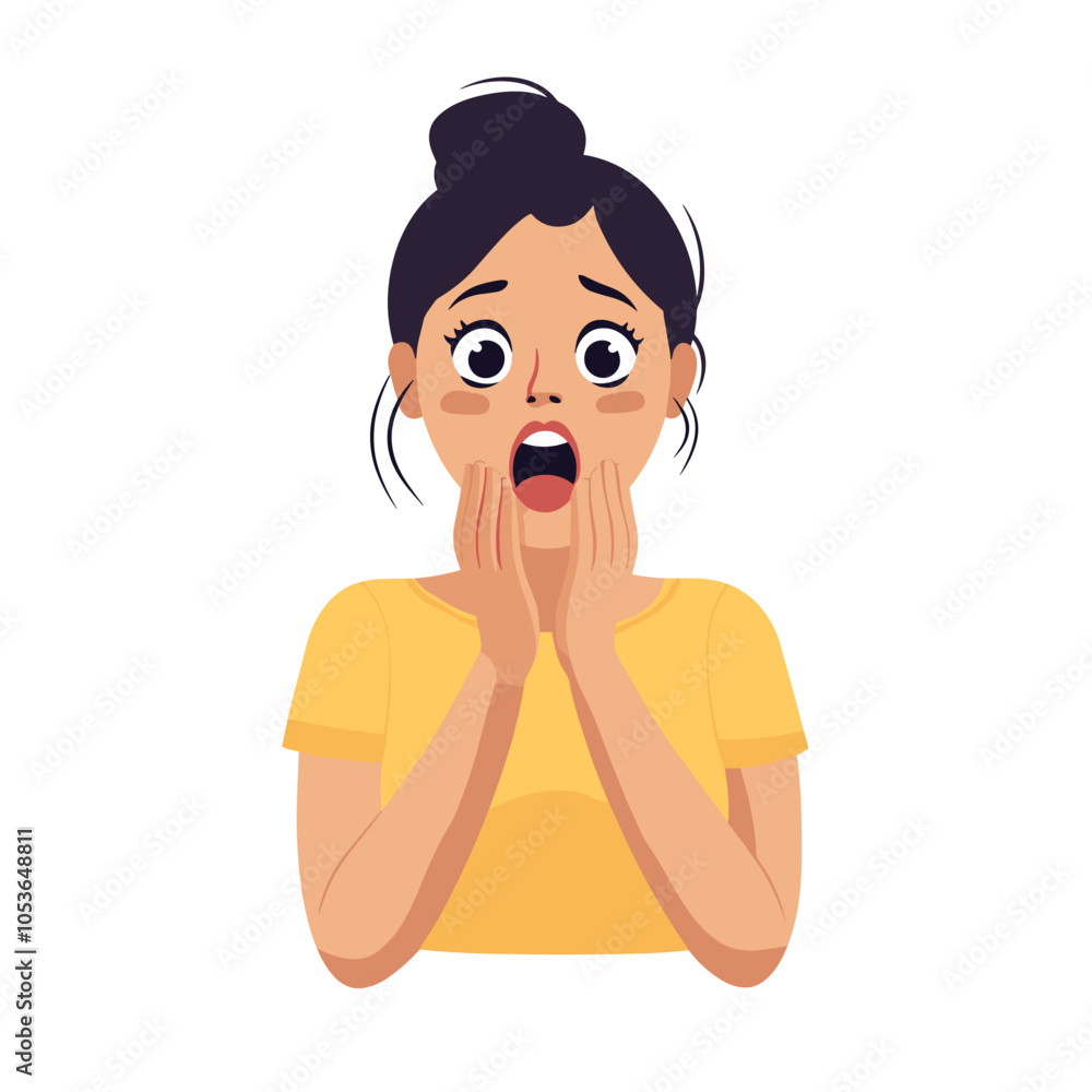 vector character girl with surprised face on white background .Generative AI vector character girl with surprised face on white background .Generative AI