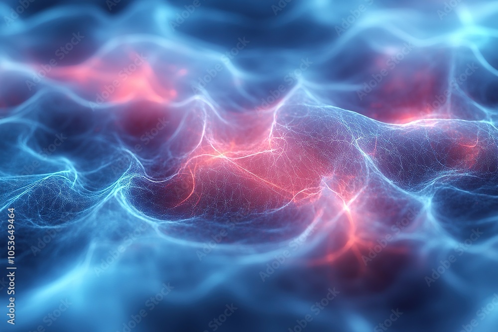 Fototapeta premium Abstract blue and red energy wave background.