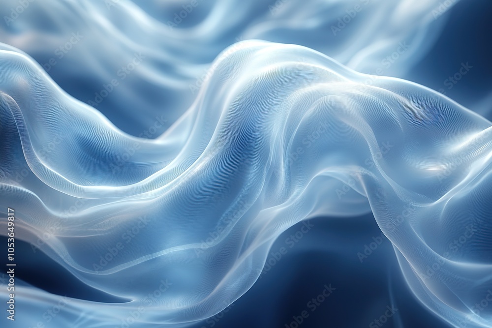 Obraz premium Abstract blue and white flowing wave pattern.
