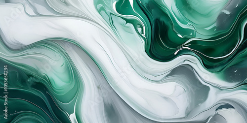 abstract green and white background with waves