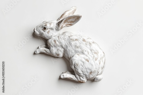 Luxurious Cream and Silver Rabbit on White Background photo