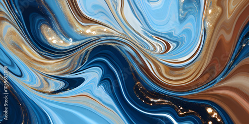 abstract blue background with white waves, modern art, beautiful painting with high resolution