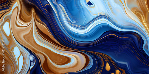 abstract blue background with white waves, modern art, beautiful painting with high resolution