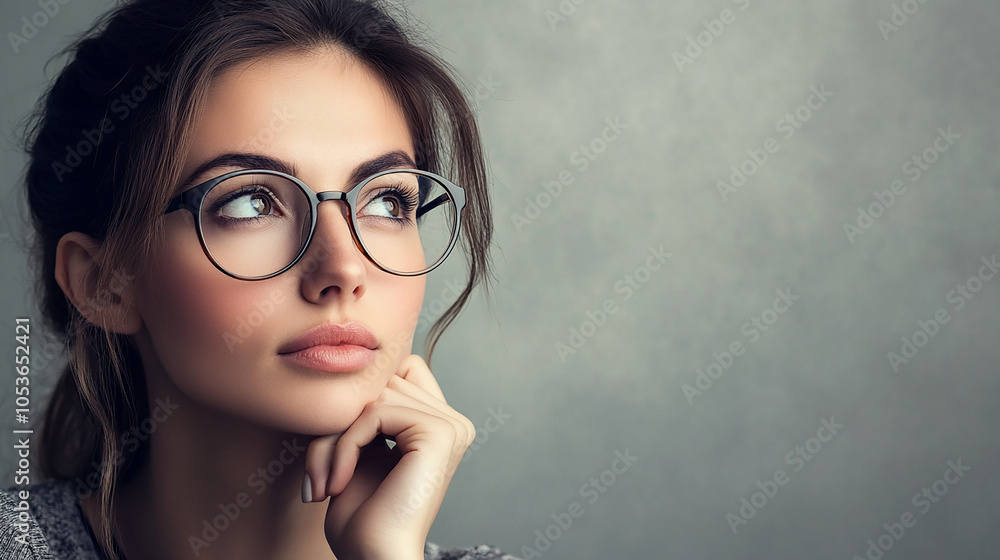 Elegant woman in glasses with an intellectual look Elegant woman in glasses with an intellectual look