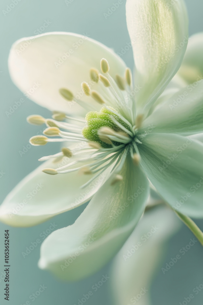 Obraz premium Close-Up of Green Flower Petals and Stamens