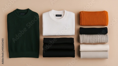 Wallpaper Mural Minimalist capsule wardrobe featuring a selection of ethically sourced sustainable fashion pieces in neutral tones and textures Torontodigital.ca