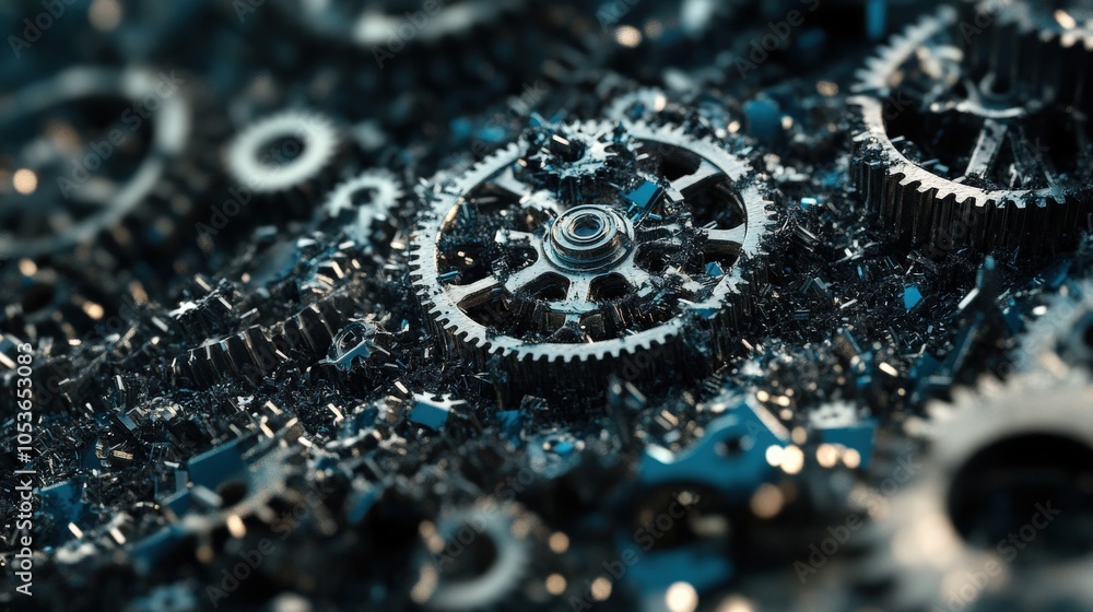 Broken Gears. Abstract Background with Closeup of Broken Cogs and Shafts Broken Gears. Abstract Background with Closeup of Broken Cogs and Shafts