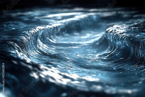 Abstract close-up of swirling blue water surface.