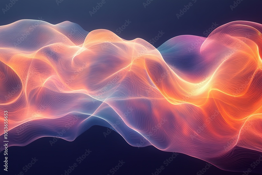 Obraz premium Abstract colorful glowing wave pattern on a dark background.