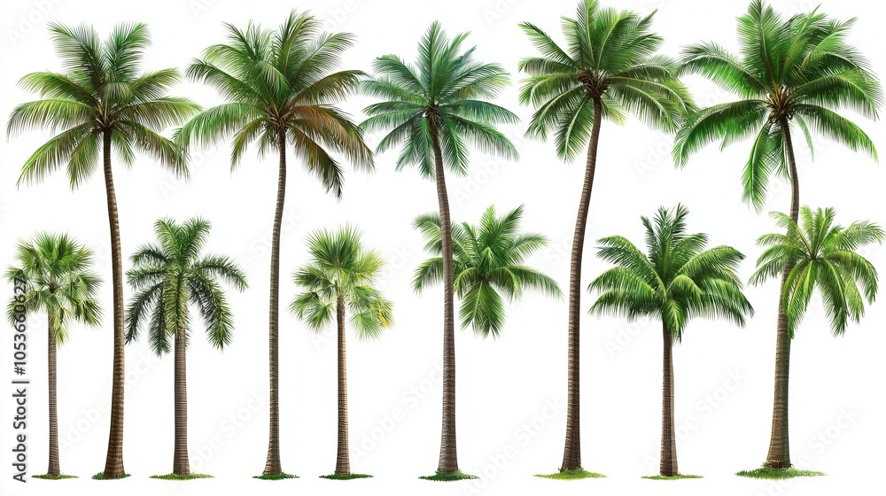 Obraz premium A collection of palm trees in various heights and styles.