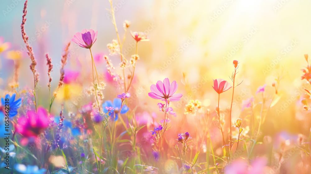 Sunny Wildflower Meadow with Vibrant Blooms Sunny Wildflower Meadow with Vibrant Blooms