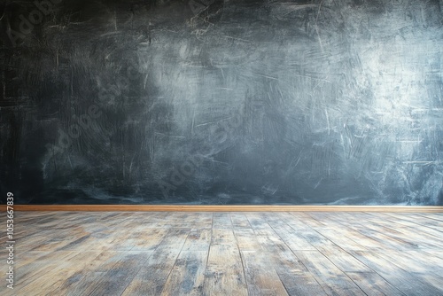 Wallpaper Mural Empty chalkboard wall with wooden flooring, ready for lessons or creative activities Torontodigital.ca