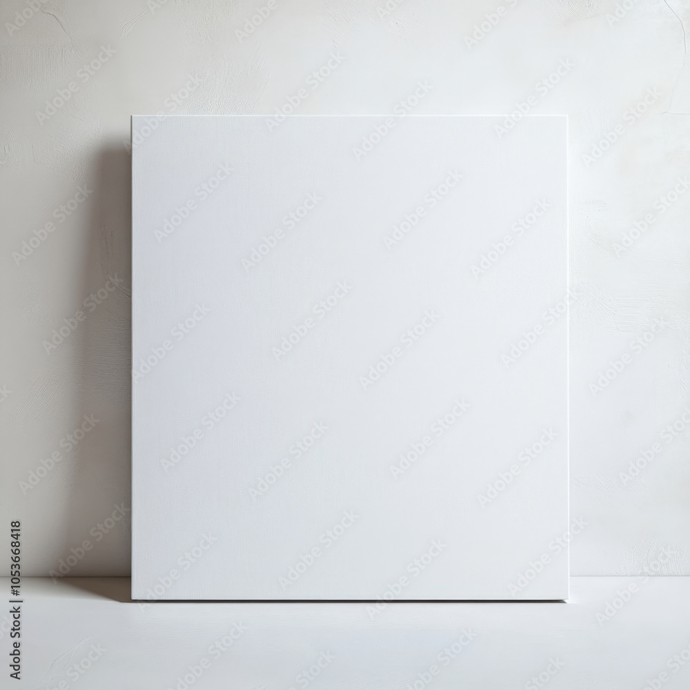 Fototapeta premium Blank painting canvas on white studio wall