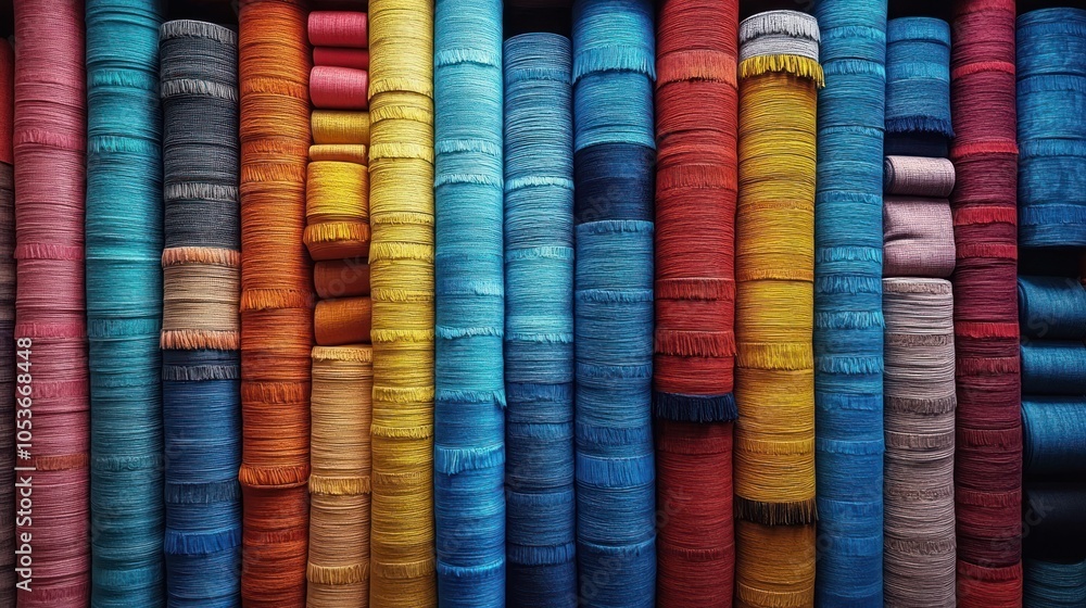 Colorful Rolls of Fabric with Fringes Colorful Rolls of Fabric with Fringes