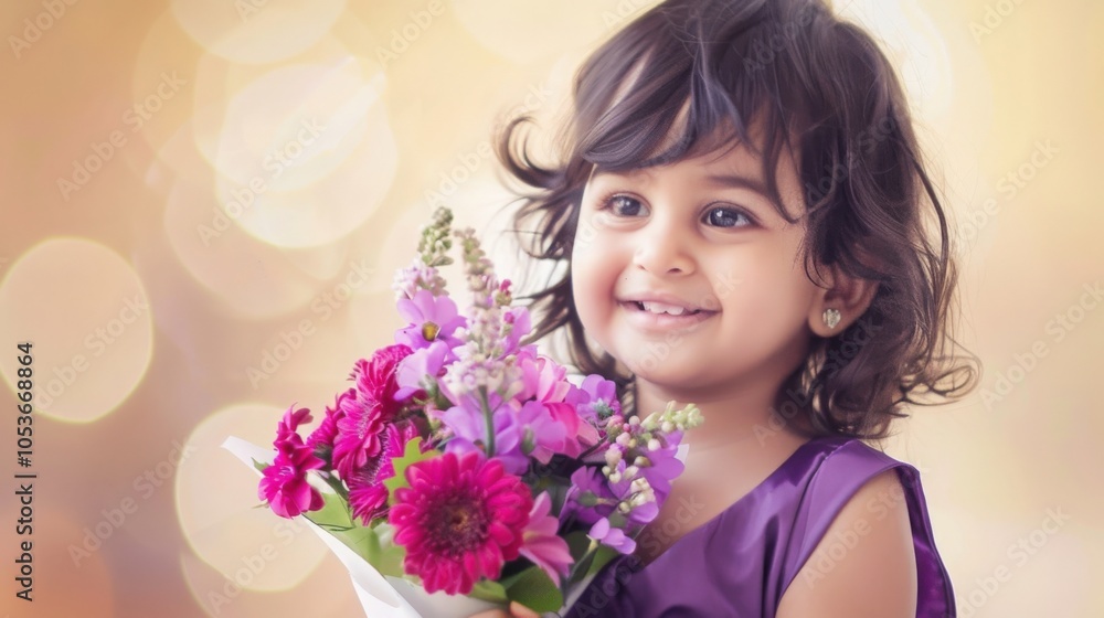 little child with flowers little child with flowers