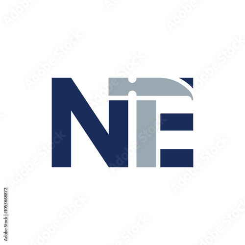 Letter NE Hammer Logo Concept