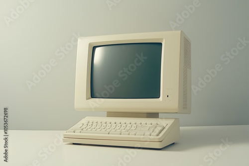 Photorealistic Studio Shot of an Early 2000s Desktop Computer with White Background and Vintage Appeal