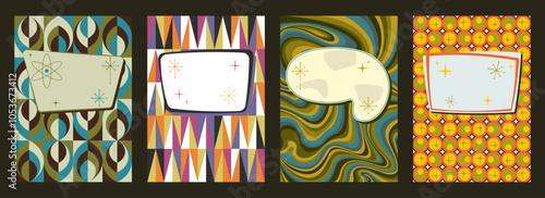 1950s - 1960s Background, Atomic Age Graphic Elements, Mid Century Modern Colors and Style, Aged Texture Effect