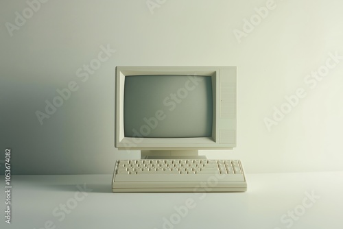 Photorealistic Studio Shot of an Early 2000s Desktop Computer with White Background and Vintage Appeal