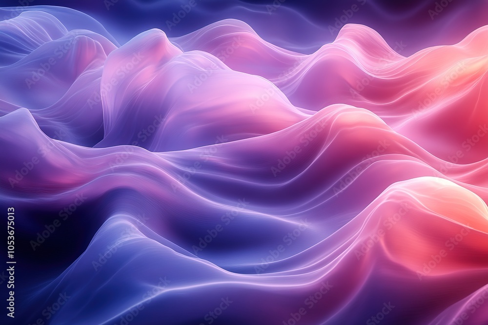 Fototapeta premium Abstract flowing pink and blue waves. (1)