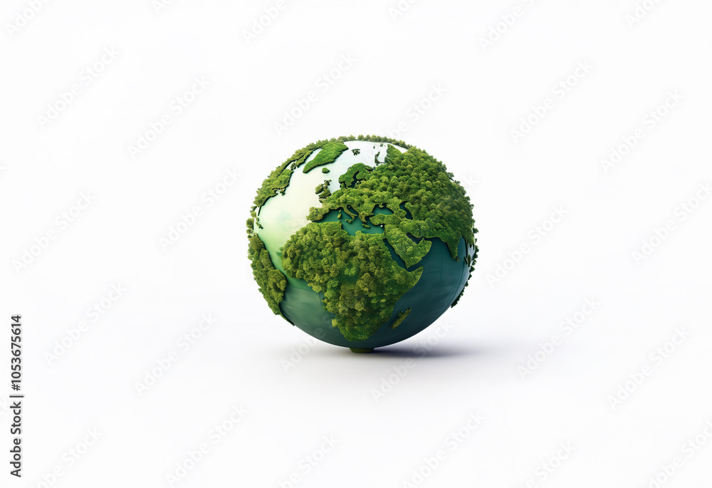 A 3D globe with a green grassy surface. A 3D globe with a green grassy surface.
