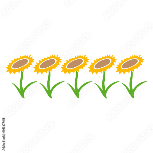3 Sunflowers Sun Flower Cartoon Comic Design Happy Small Pretty Leaf Beautiful Green Plant Blooming Nature Lover Flowers Gardening Gardeners Thumb Garden Hobby Blooms Blossoms Gardener Leisure Summer