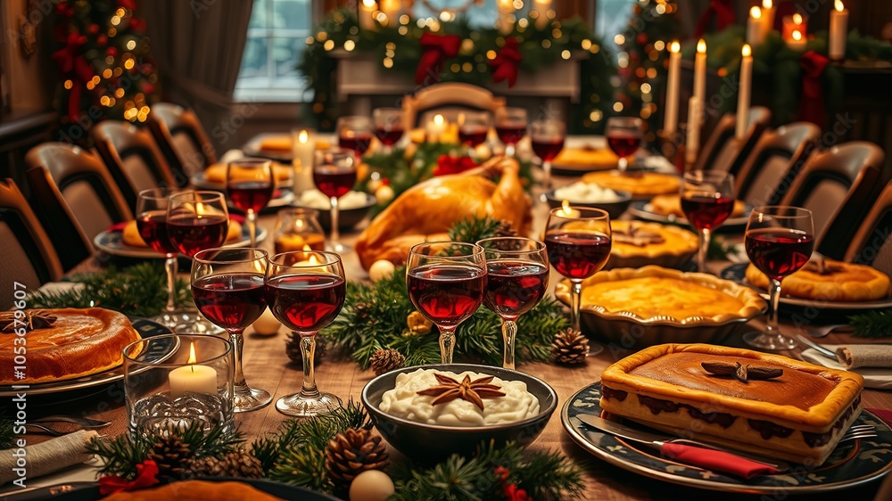 Festive Table Setting for Holiday Feast Festive Table Setting for Holiday Feast