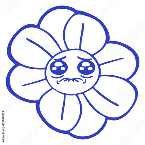 White Daisy Flower Crying Sad Face Comic Cartoon Small Pretty Leaf Beautiful Green Plant Blooming Nature Lover Flowers Gardening Gardeners Thumb Garden Hobby Blooms Blossoms Gardener Leisure Summer