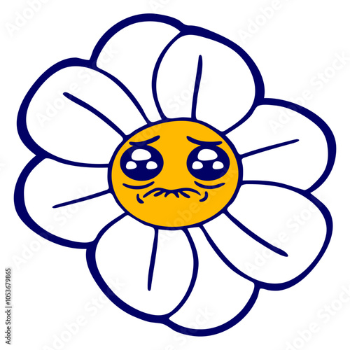 White Daisy Flower Crying Sad Face Comic Cartoon Small Pretty Leaf Beautiful Green Plant Blooming Nature Lover Flowers Gardening Gardeners Thumb Garden Hobby Blooms Blossoms Gardener Leisure Summer