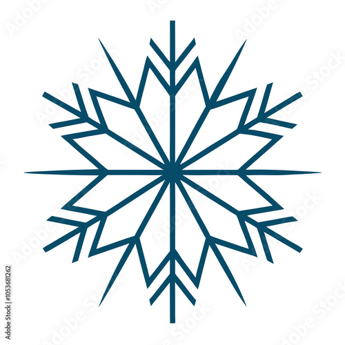 A geometric snowflake design features angular shapes and a symmetrical pattern.