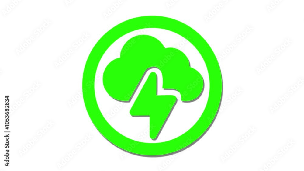 cercle and cloud icon ,glowing cloud and power icon animation on white background cercle and cloud icon ,glowing cloud and power icon animation on white background