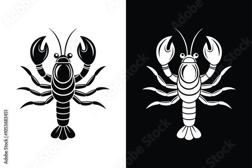 Lobster black lineout icon isolated on white background.