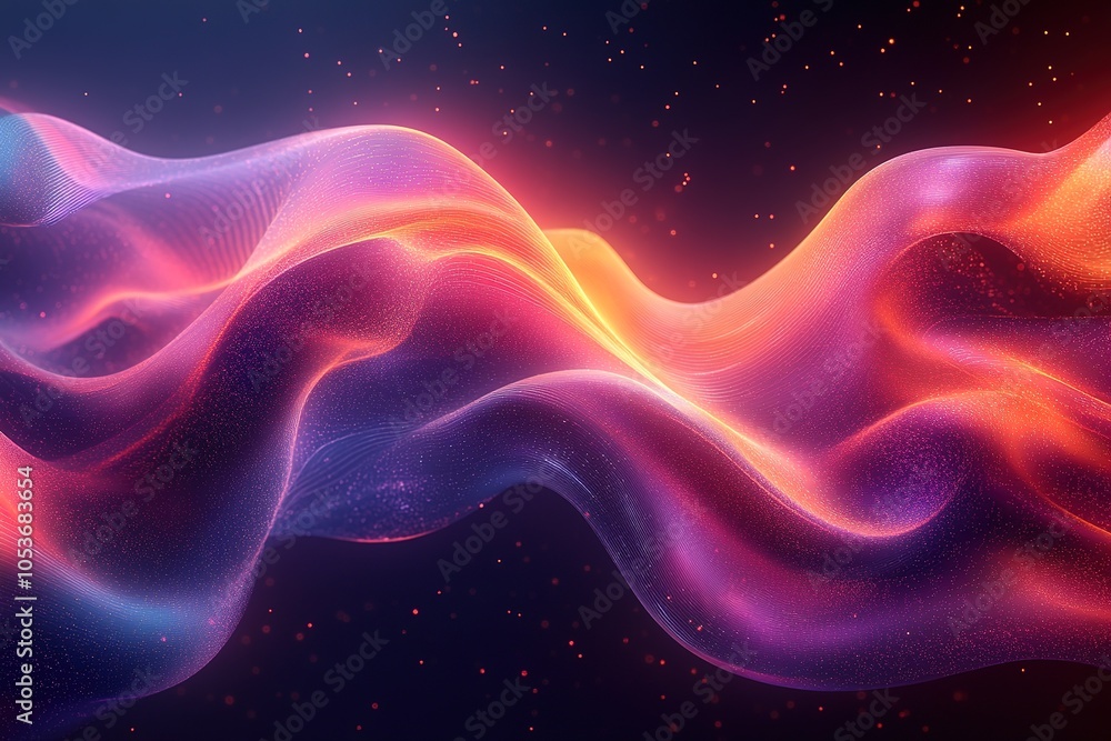 Abstract glowing wave with vibrant colors and particles. Abstract glowing wave with vibrant colors and particles.