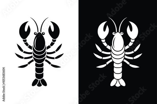 Lobster black lineout icon isolated on white background.