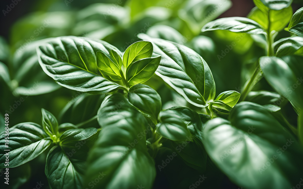 Closeup on basil leaves Closeup on basil leaves