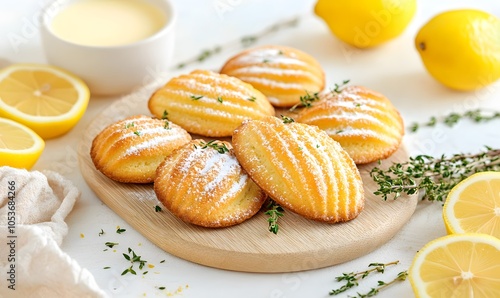 Lemon and thyme madeleines, Generative AI photo