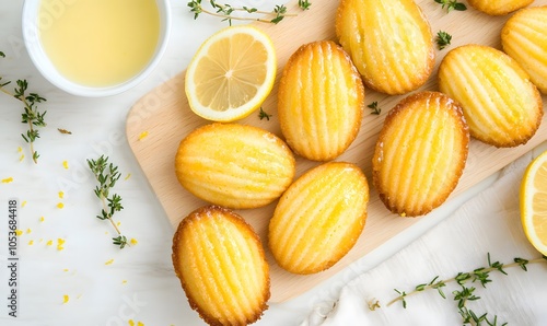 Lemon and thyme madeleines, Generative AI photo