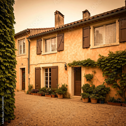 Charming French House with Terracotta Roof and Courtyard Garden