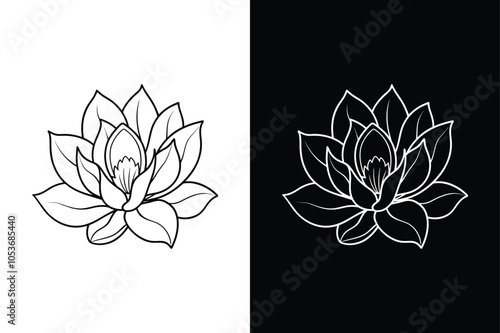 Magnolia flower vector icon graphic isolated sketch illustration on white background.