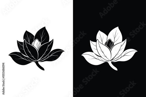Magnolia flower vector icon graphic isolated sketch illustration on white background.