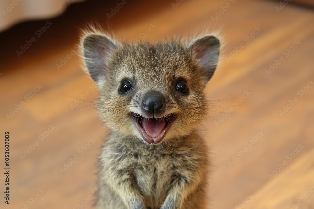 Obraz premium A Close-Up Portrait of a Smiling Quokka