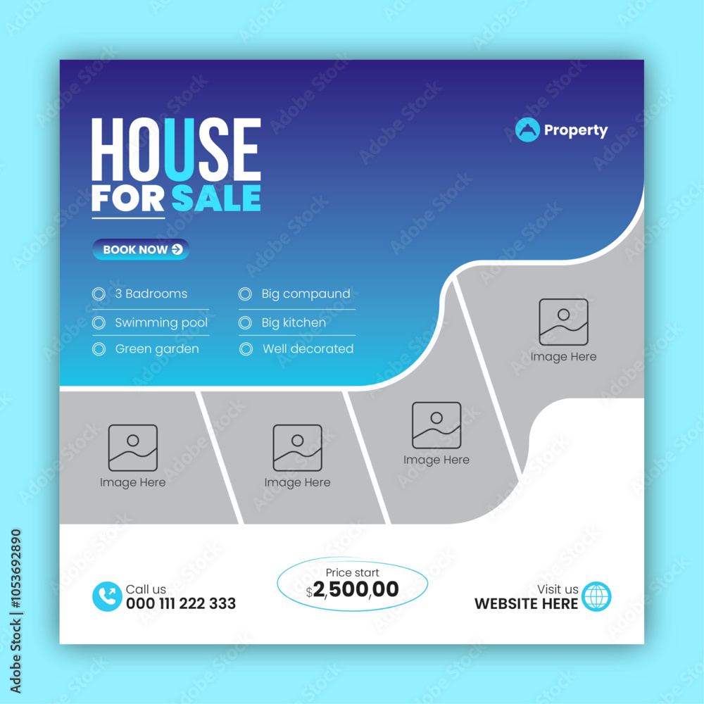Obraz premium Modern real estate social media post design template or property for sale web banner design template