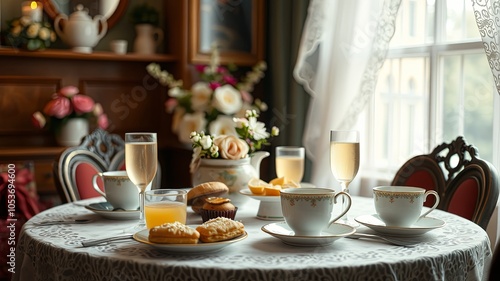 Elegant Afternoon Tea Setup with Delicate Treats