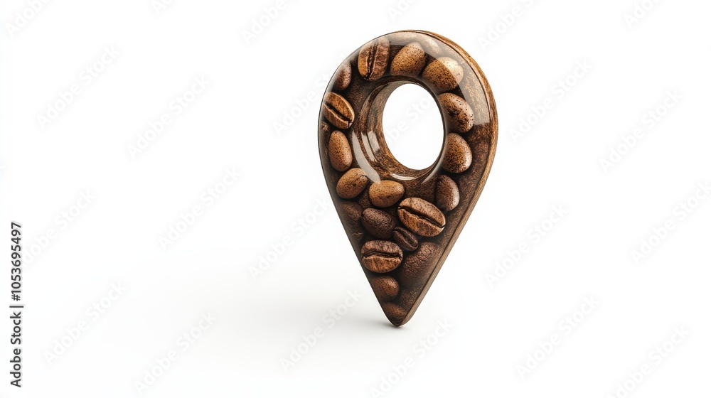 location pin icon made from coffee bean, solid white background. location pin icon made from coffee bean, solid white background.