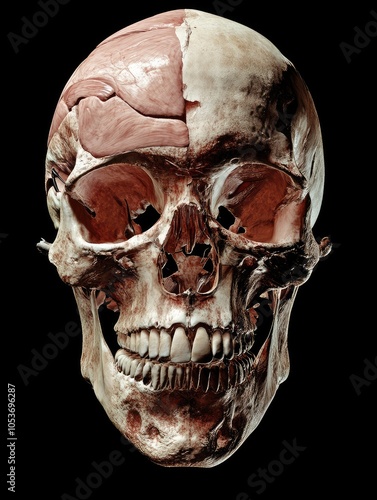 Medical scan of head, detailed cranial anatomy, 3D illustration photo