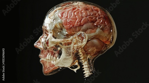 Medical scan of head, detailed cranial anatomy, 3D illustration photo