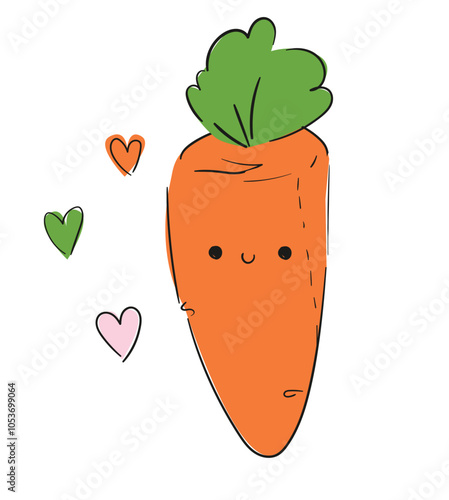 Hand drawn cute carrot cartoon vector illustration