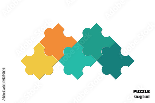 Five pieces puzzle infographic. Puzzle pieces vector set. Puzzle jigsaw on white background. Set of puzzle pieces. Vector illustration